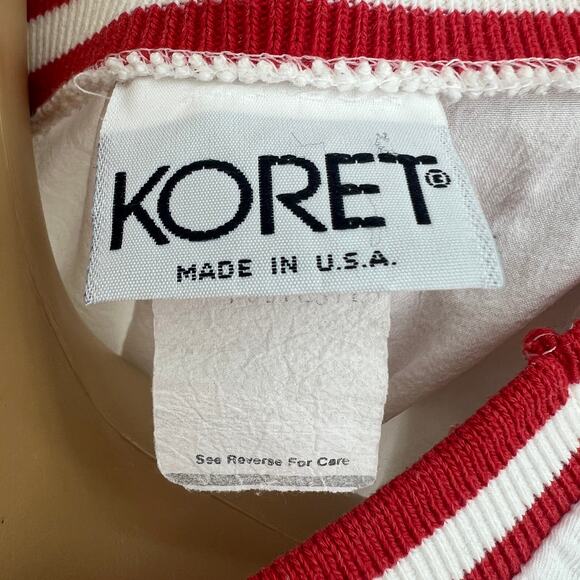 Koret LARGE USA VINTAGE 90's Women's White Striped Pullover Windbreaker Jacket - Picture 7 of 8